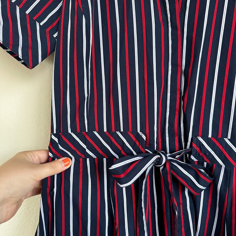Brooks Brothers Navy and Red Stripe Fit and Flare Dress - Picture 4 of 15